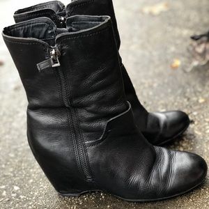 Perfect leather wedge booties